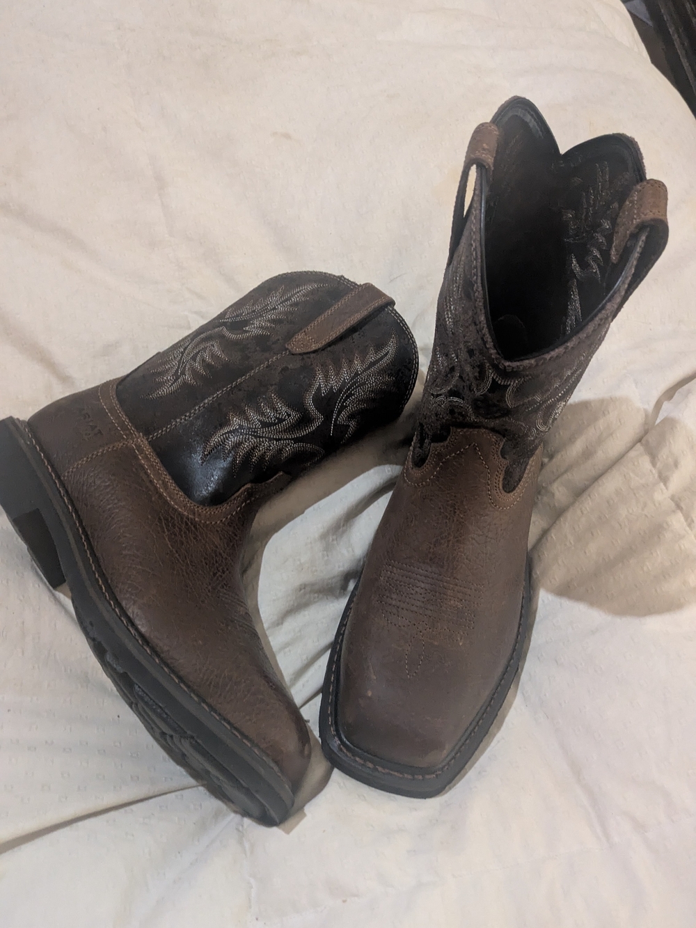 Ariat Brown & Dark Brown Steel -toed Western Style Work Boots